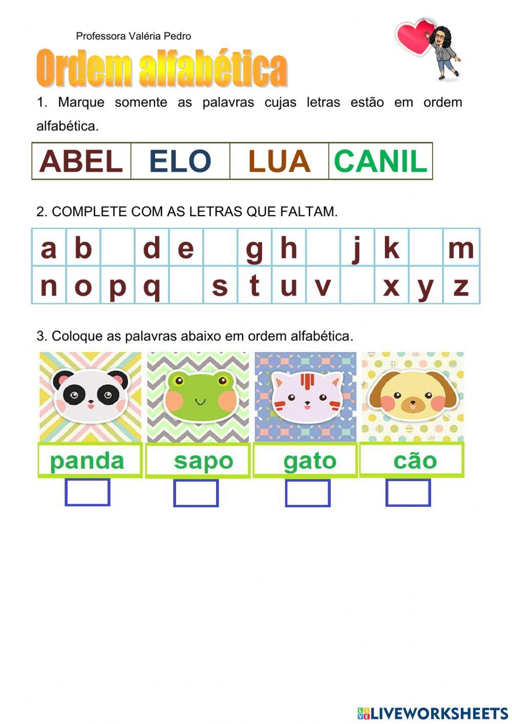 Ordem Alfabética - atividade 2