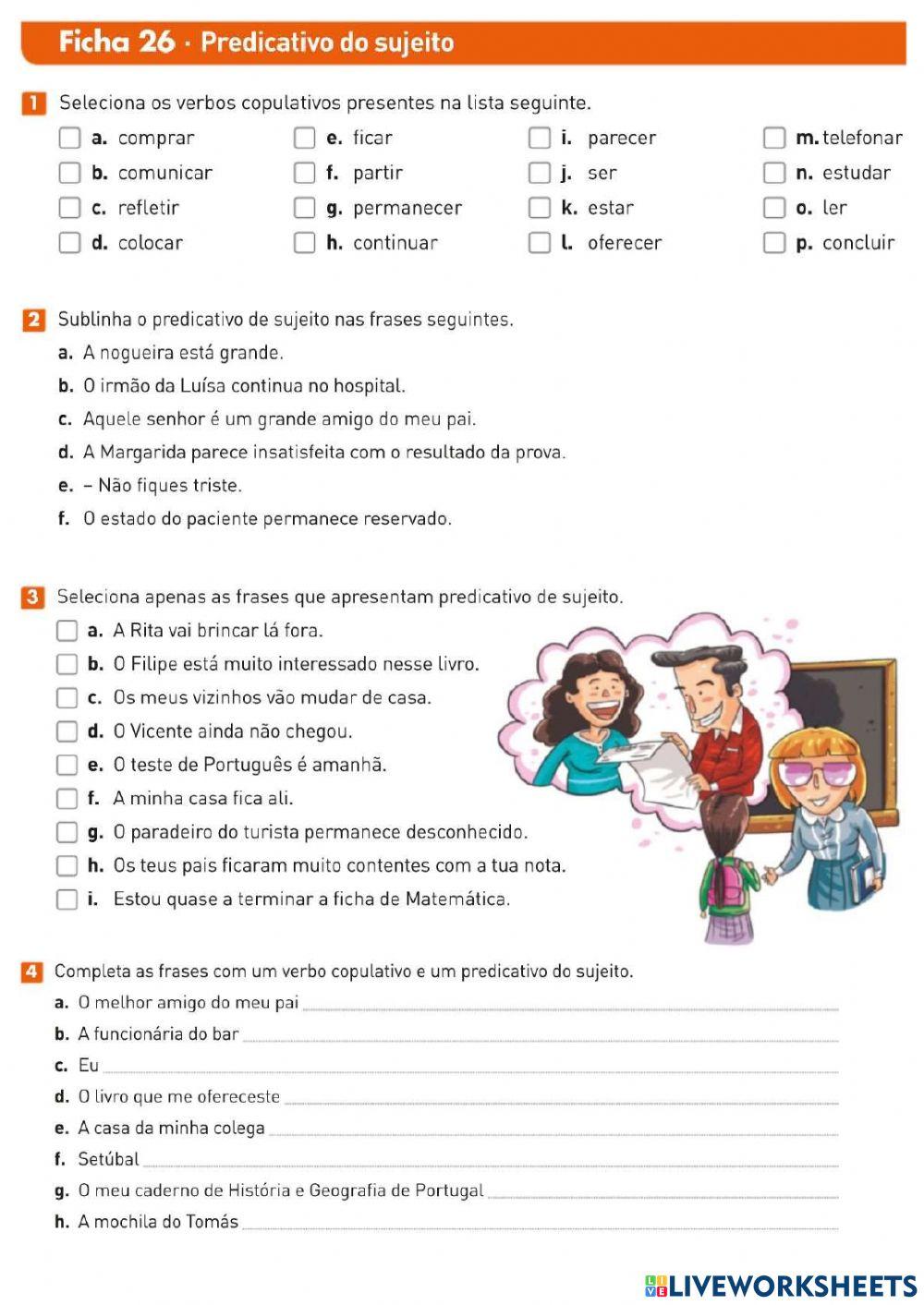Ficha 26 - Predicativo do sujeito