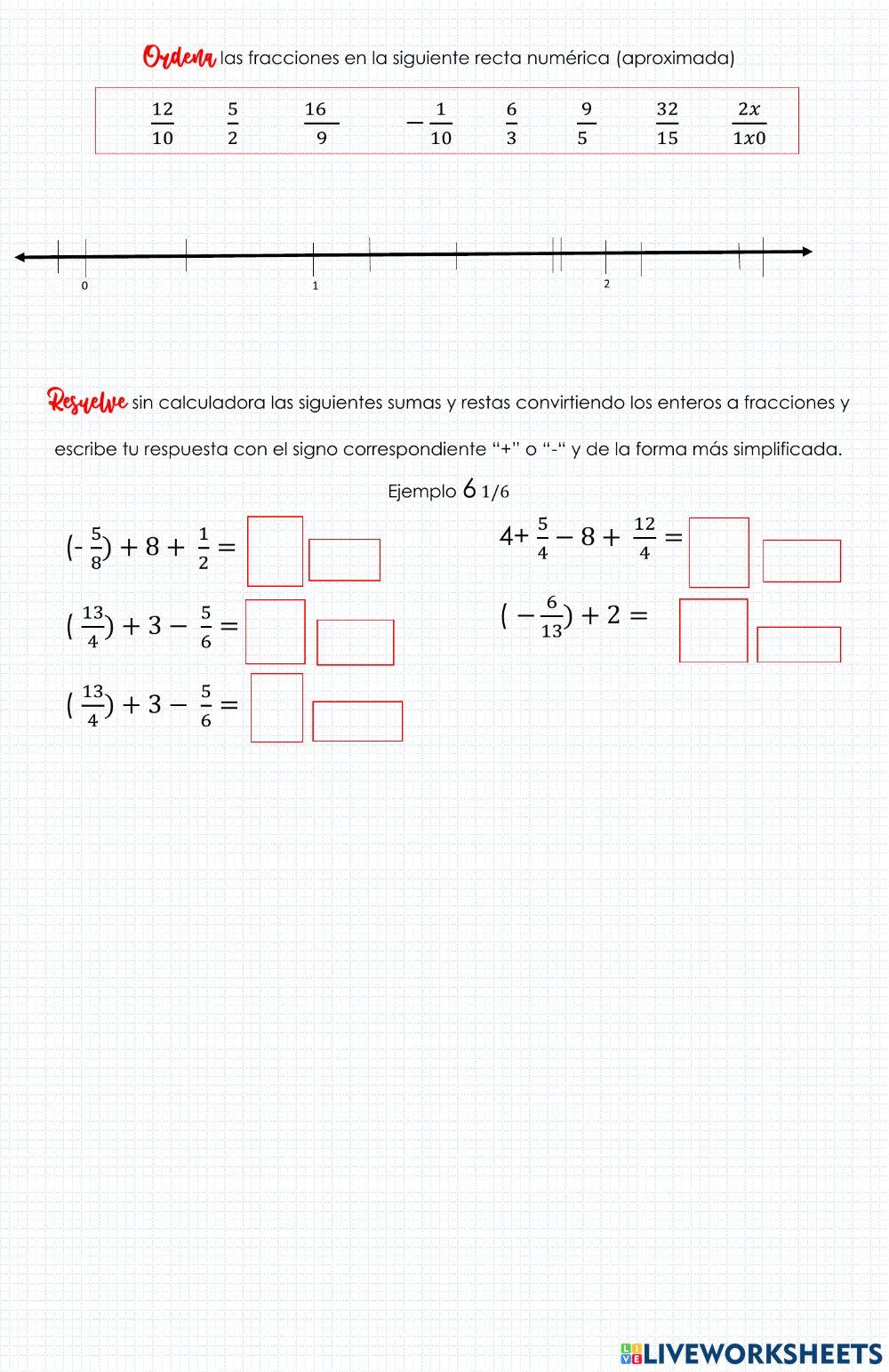 Suma y resta con fracciones, decimales, positivos y negativos