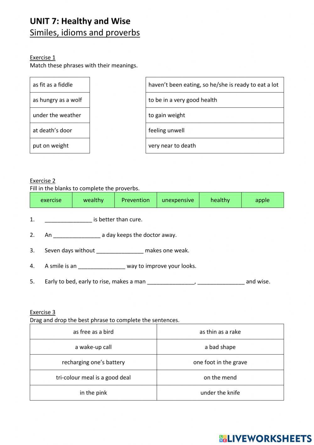 UNIT 7: Healthy & Wise