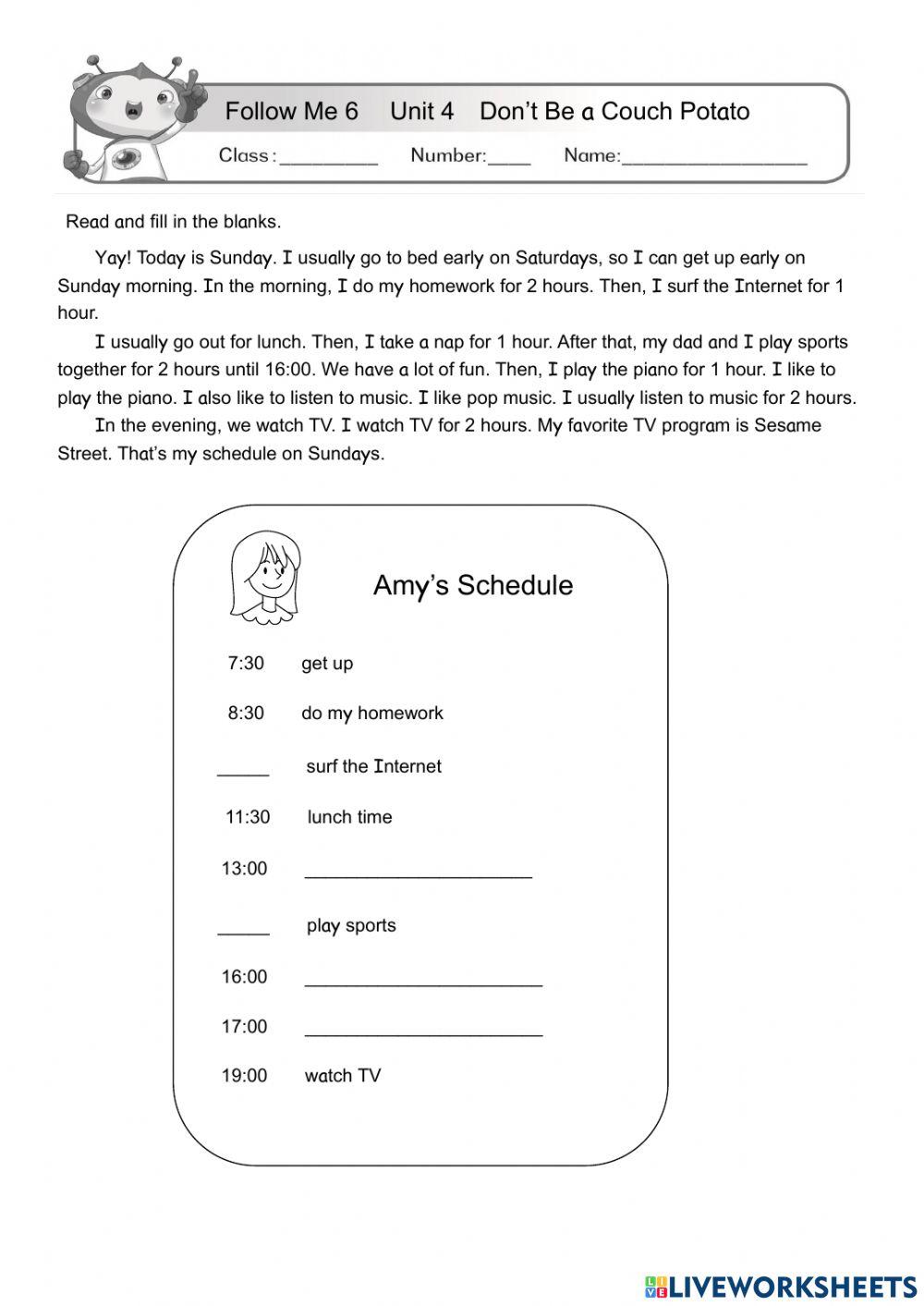 Don't be a couch potato 素養學習單