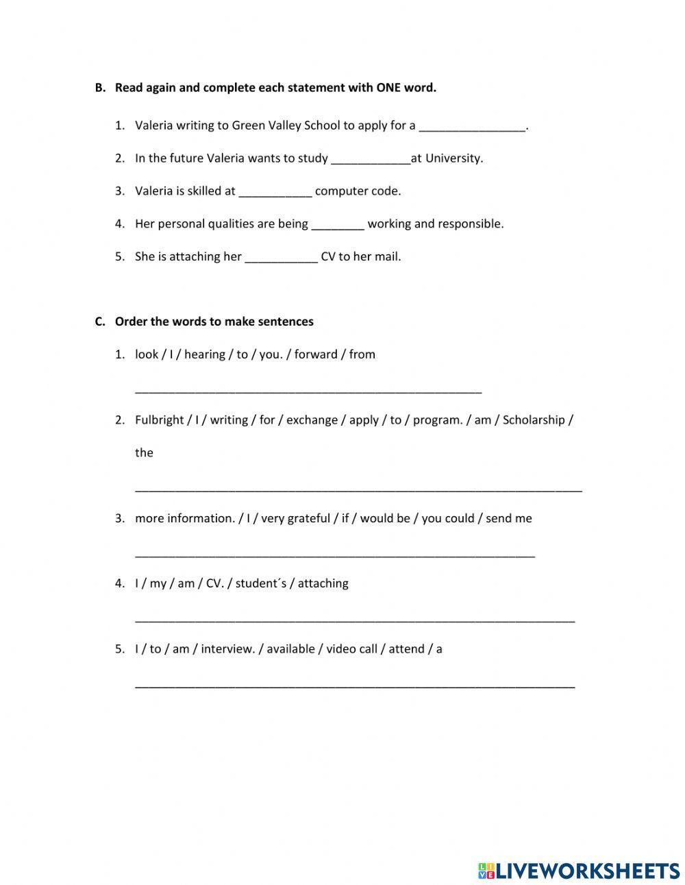 A cover letter email