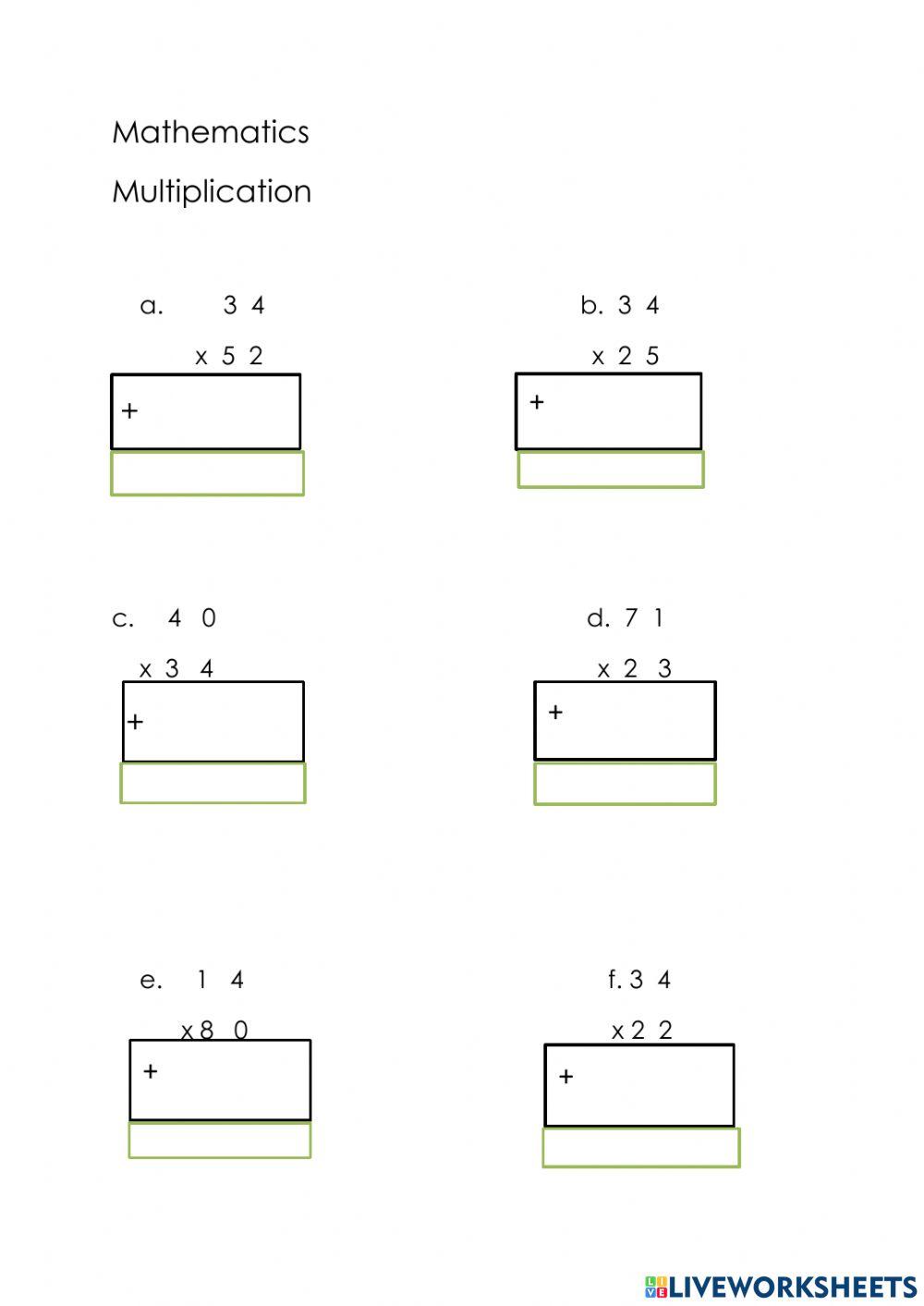 Long Multiplication interactive worksheet | Live Worksheets