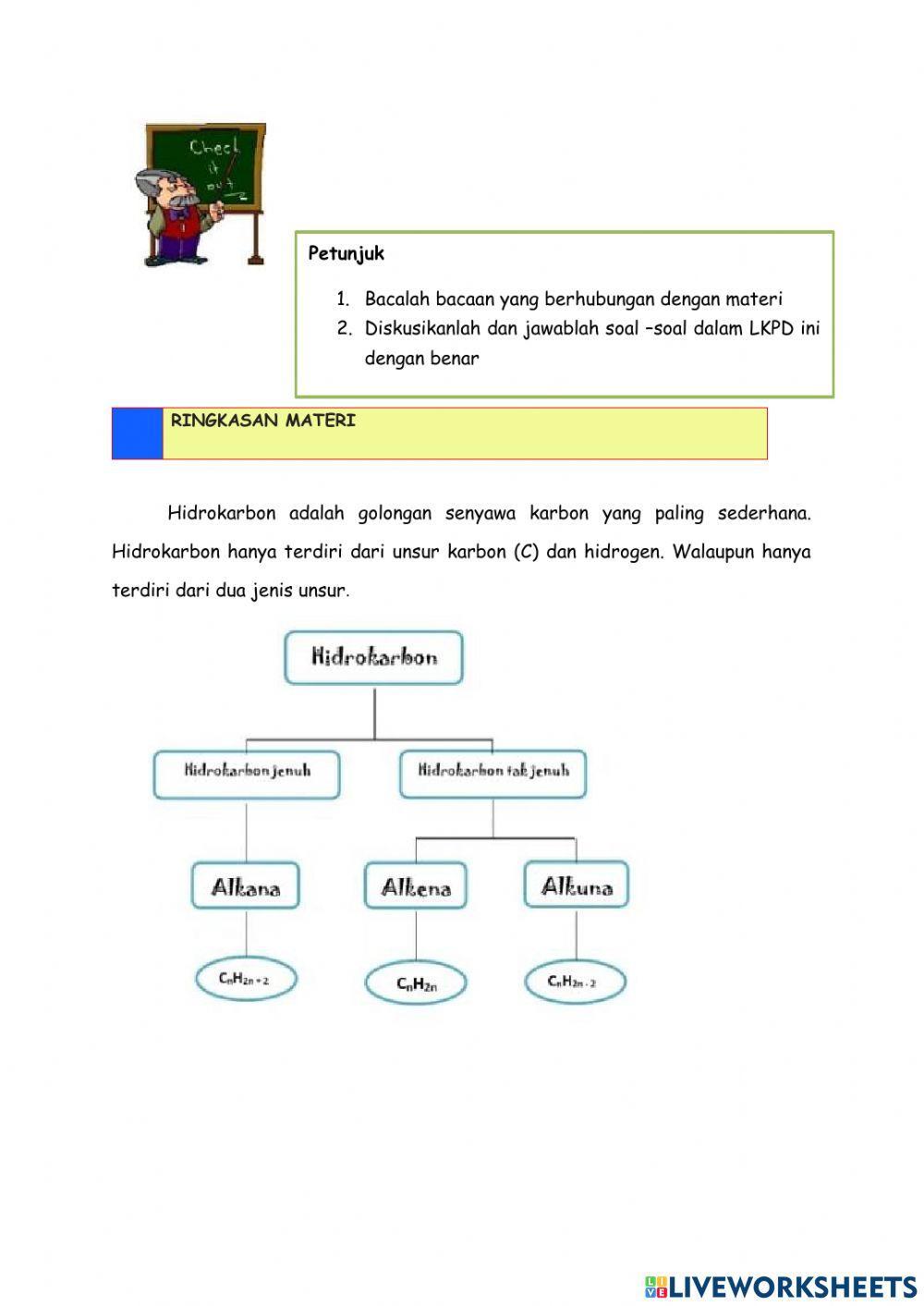Tata nama senyawa alkana, alkena dan alkuna