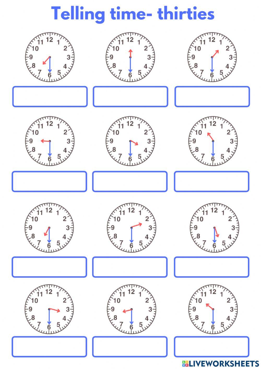 1094407 Telling time thirties (thirty) TeacherSD