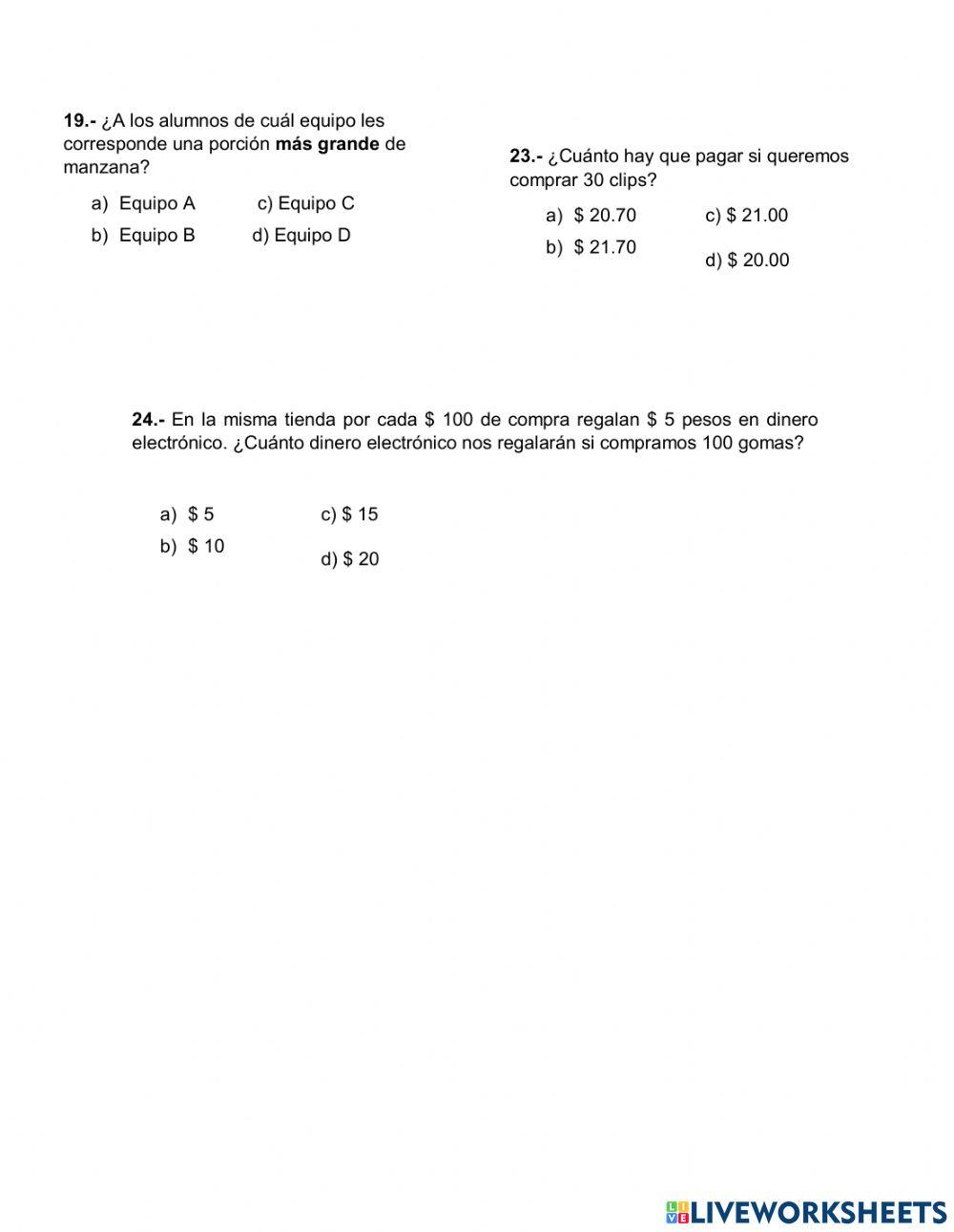 Matemáticas evaluación 3er trimestre 5° B