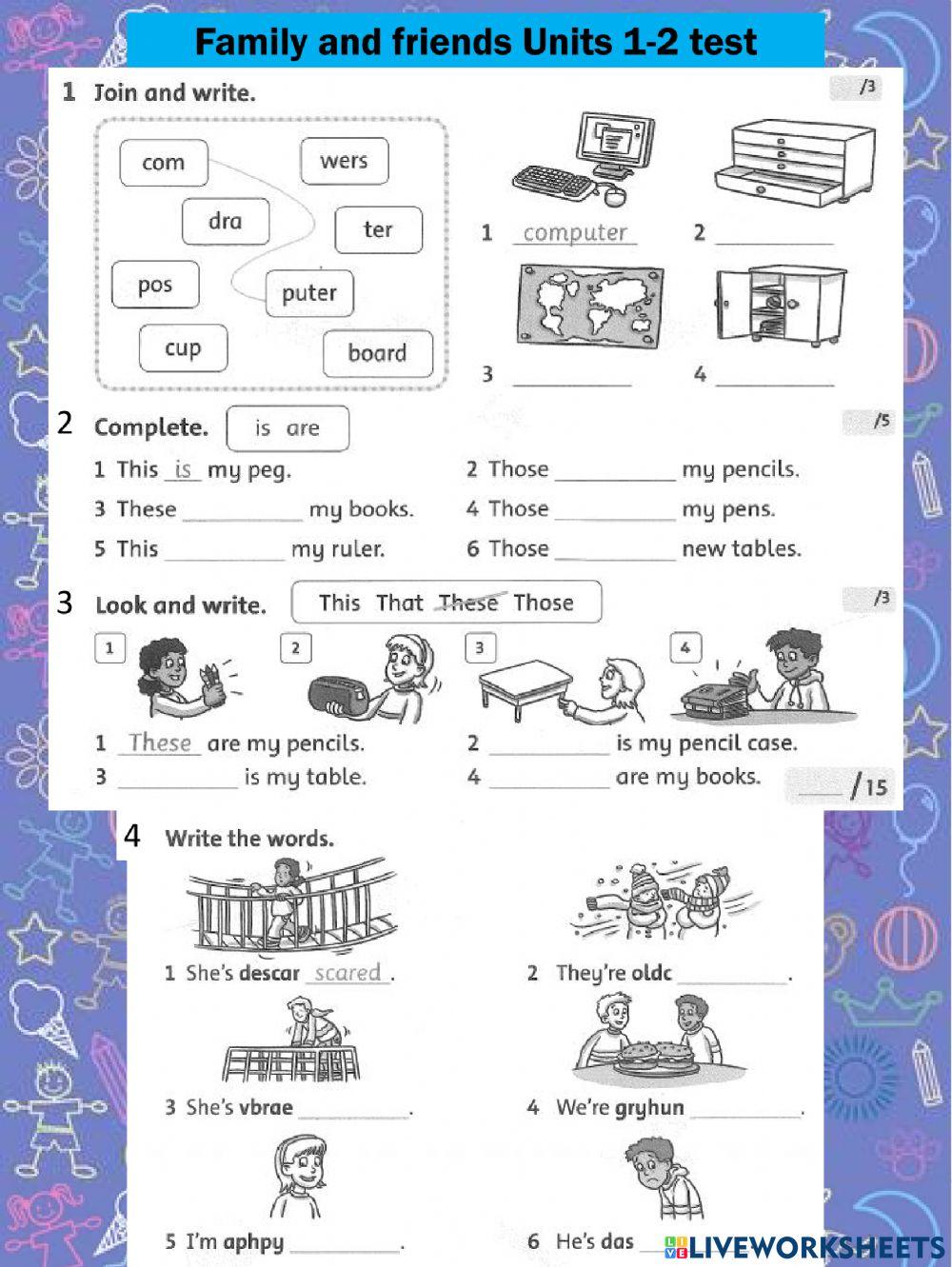 Family and friends 2 test units 1-2
