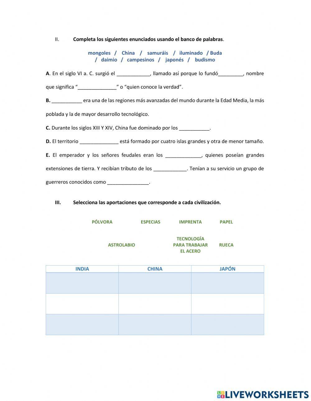 India, China y Japón