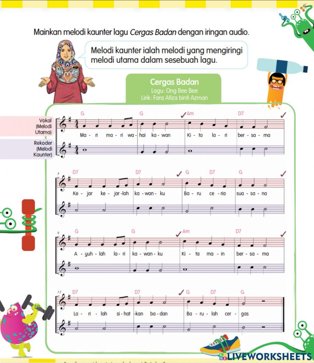 Not muzik lagu cergas badan