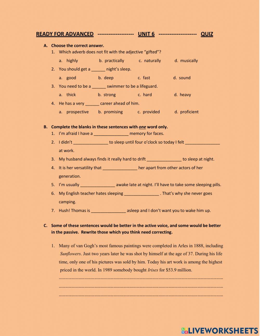 Ready for Advanced Unit 6