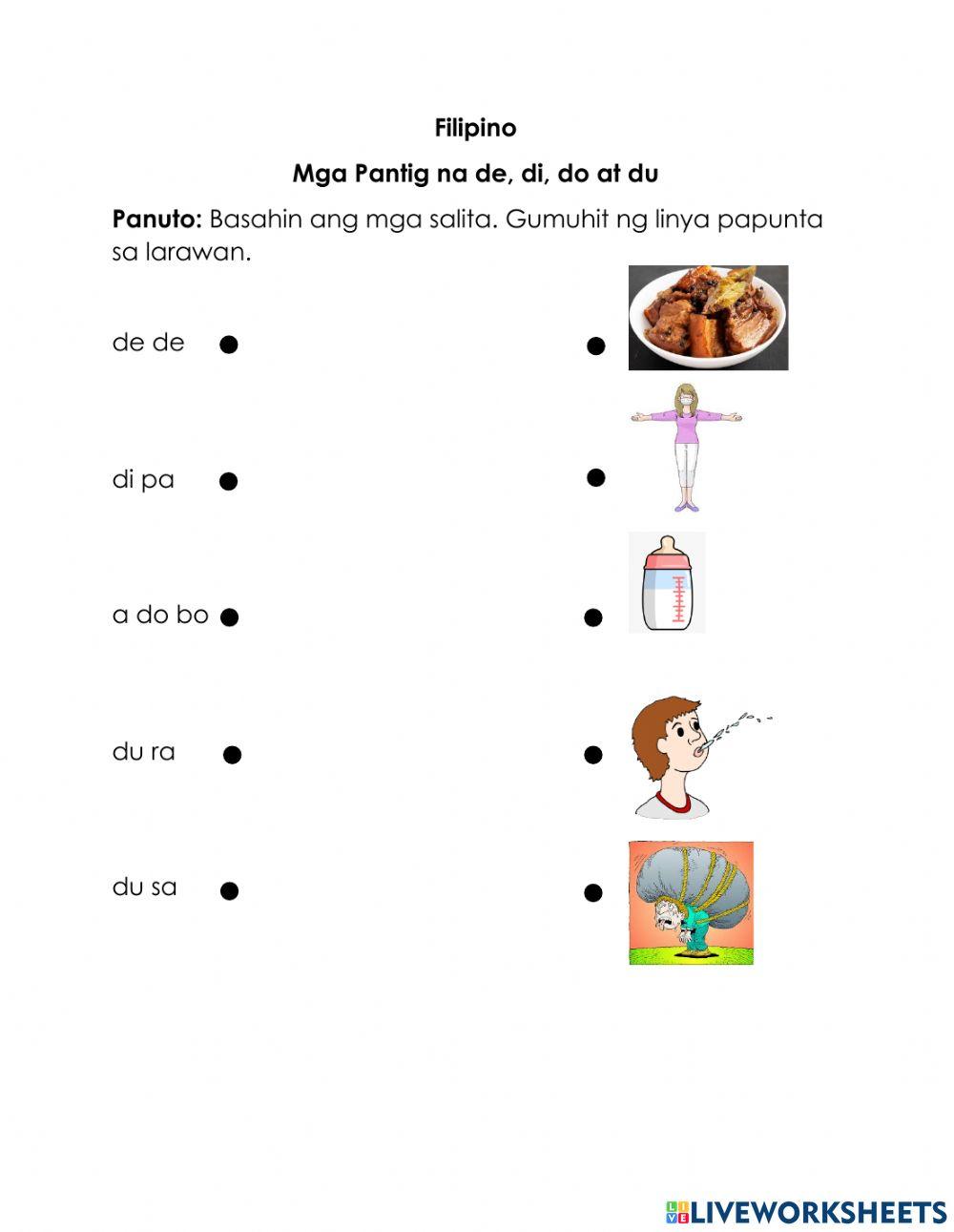 Mga Pantig na de, di, do at du