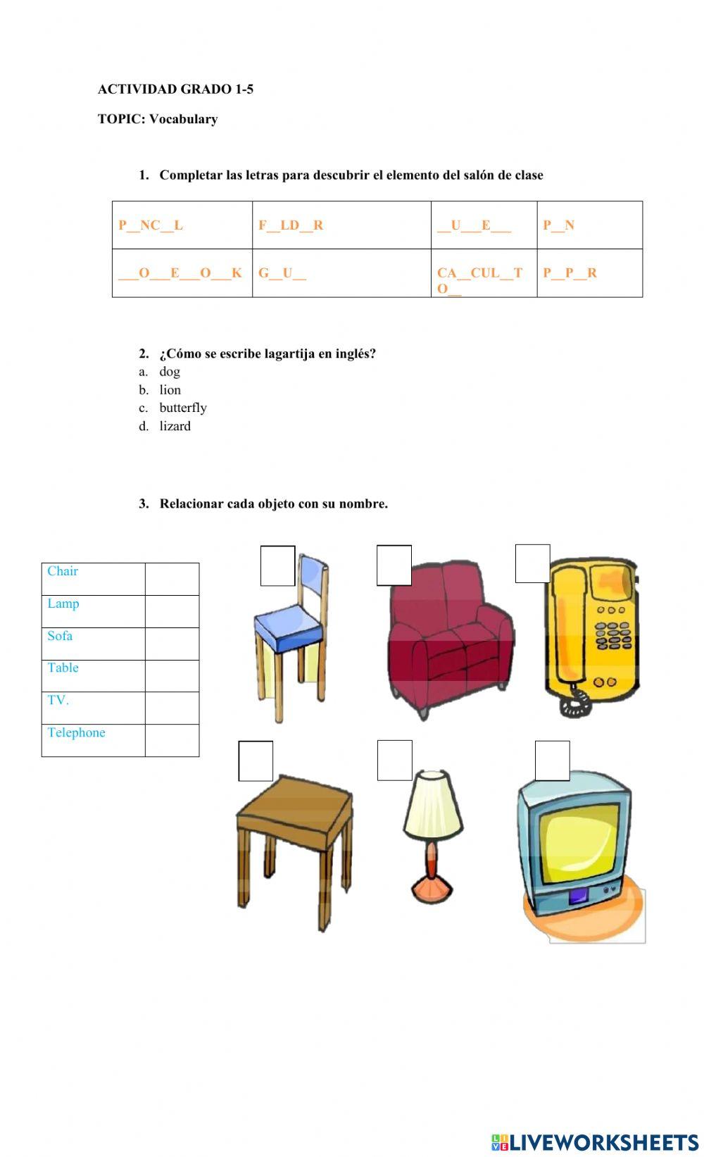 Vocabulario en inglés