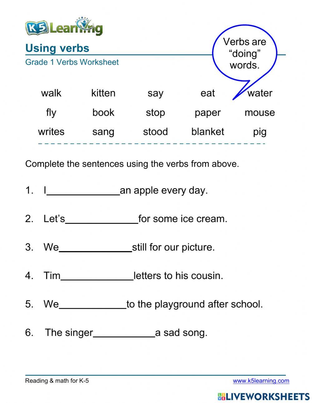 Verbs Activity 1 Verbs Activity 1