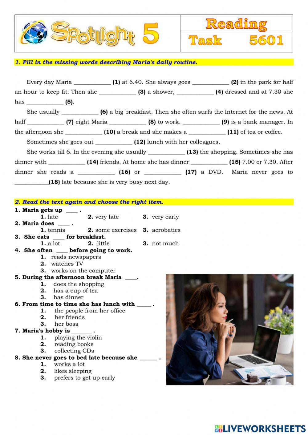 Spotlight 5 Task 5601