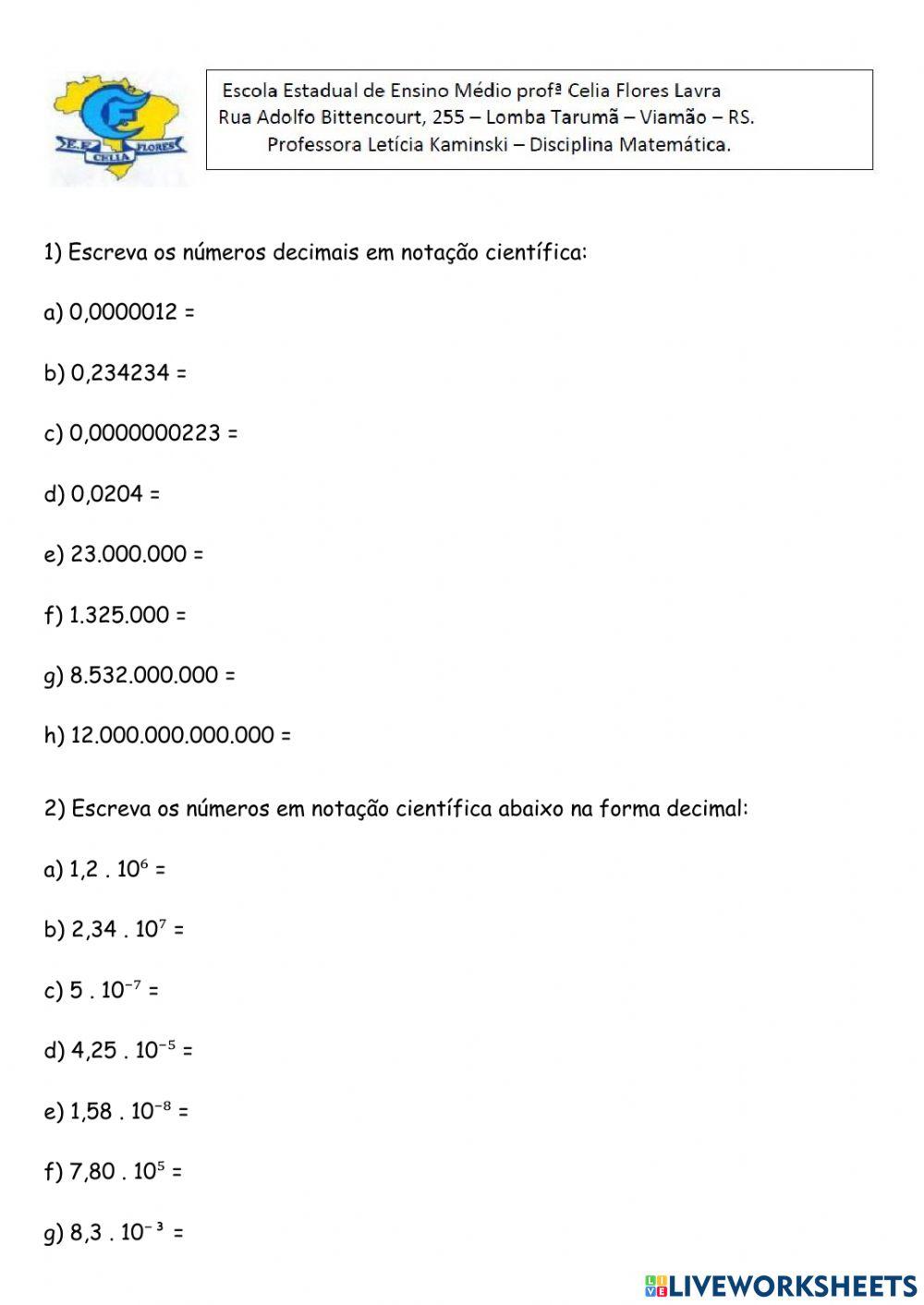 Como transformar um número em notação científica