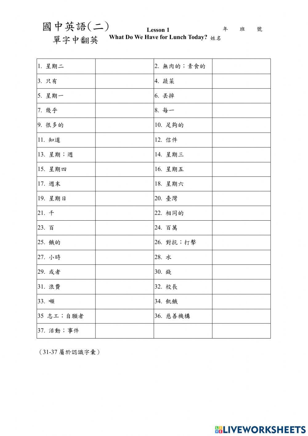 Nan I B2L1 Vocabulary