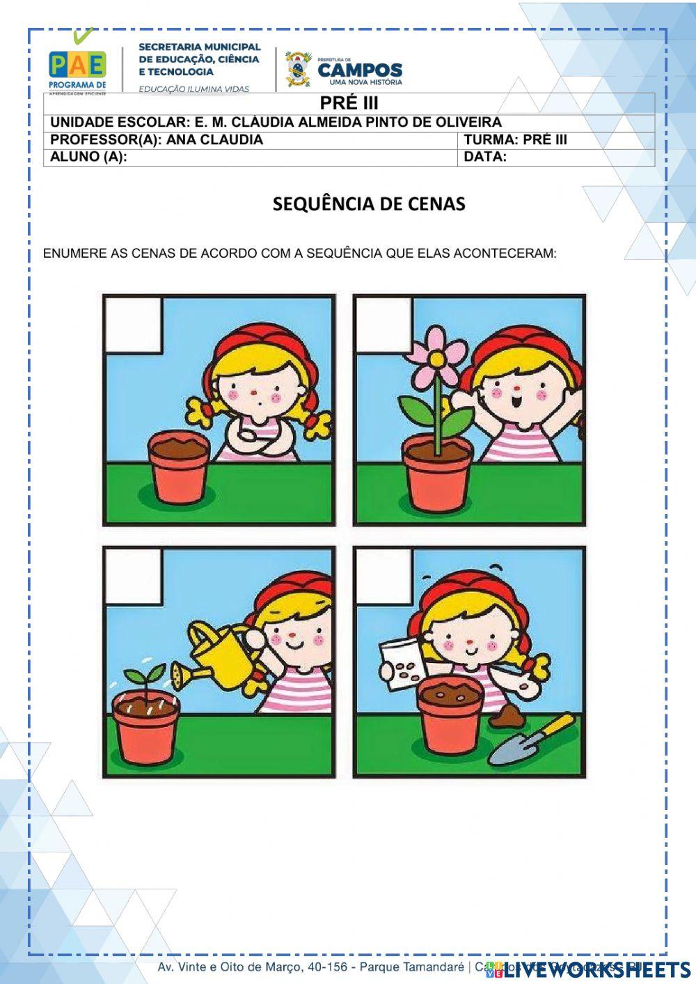 ATIVIDADE Sequência de Cenas - EMCAPO  - Pré III