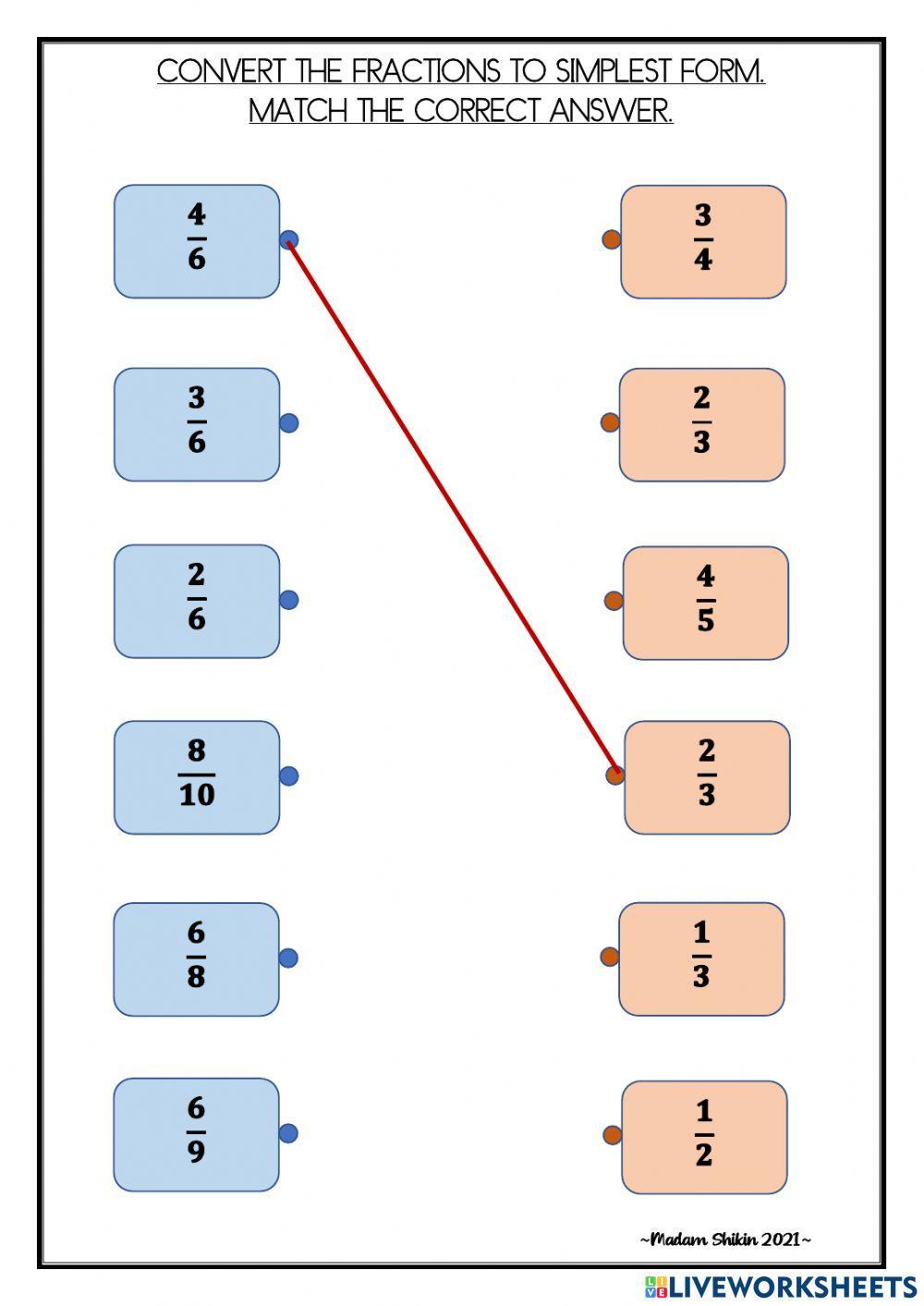 Fractions in simplest form activity Live Worksheets