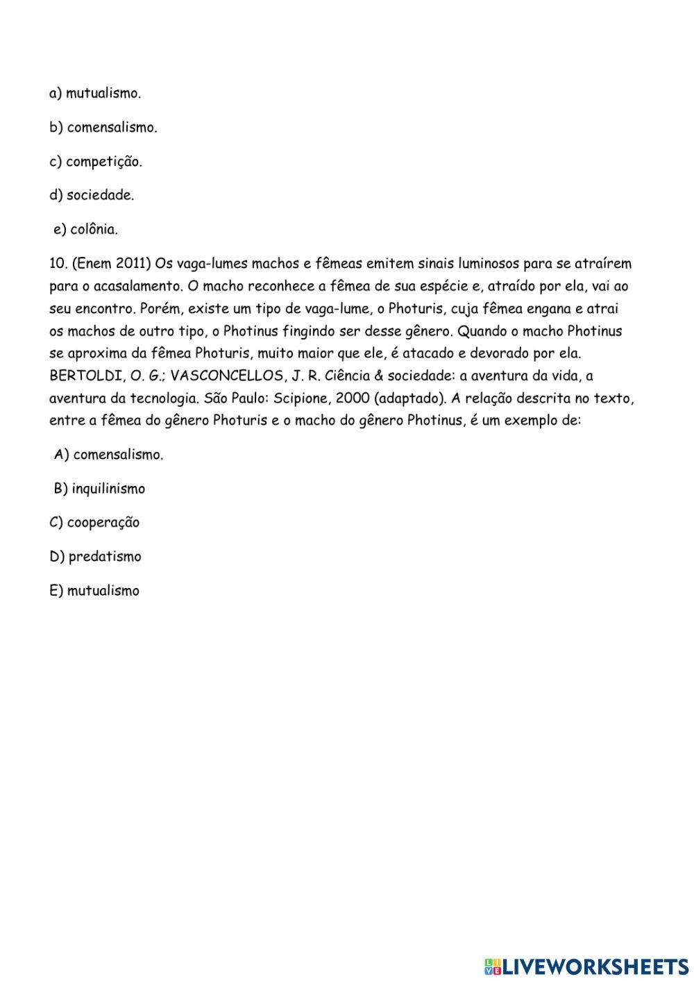 Os seres vivos se relacionam