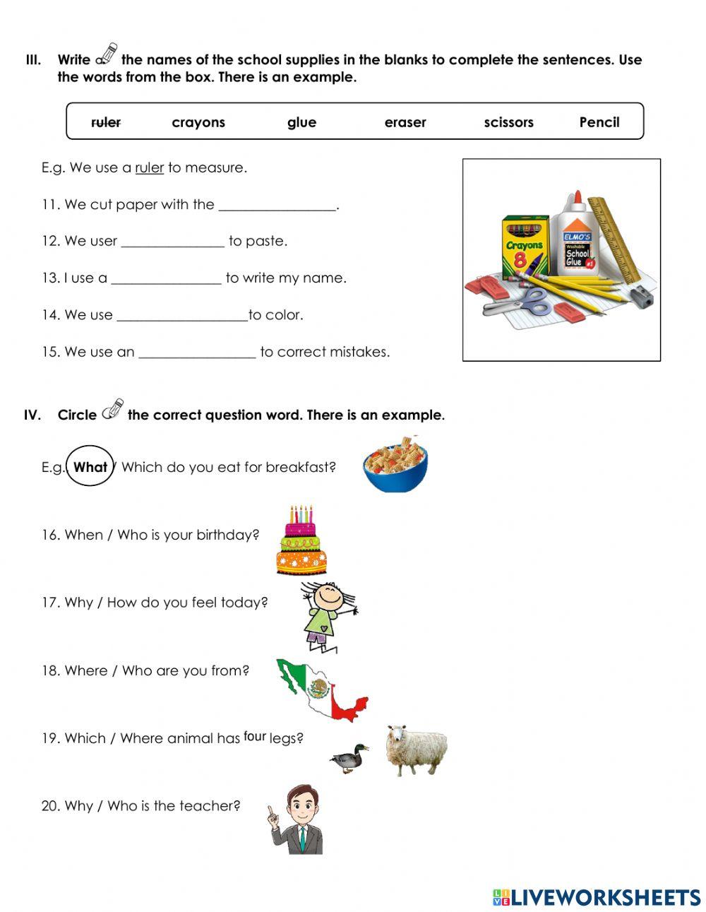 Third Trimester Exam - 1st Grade