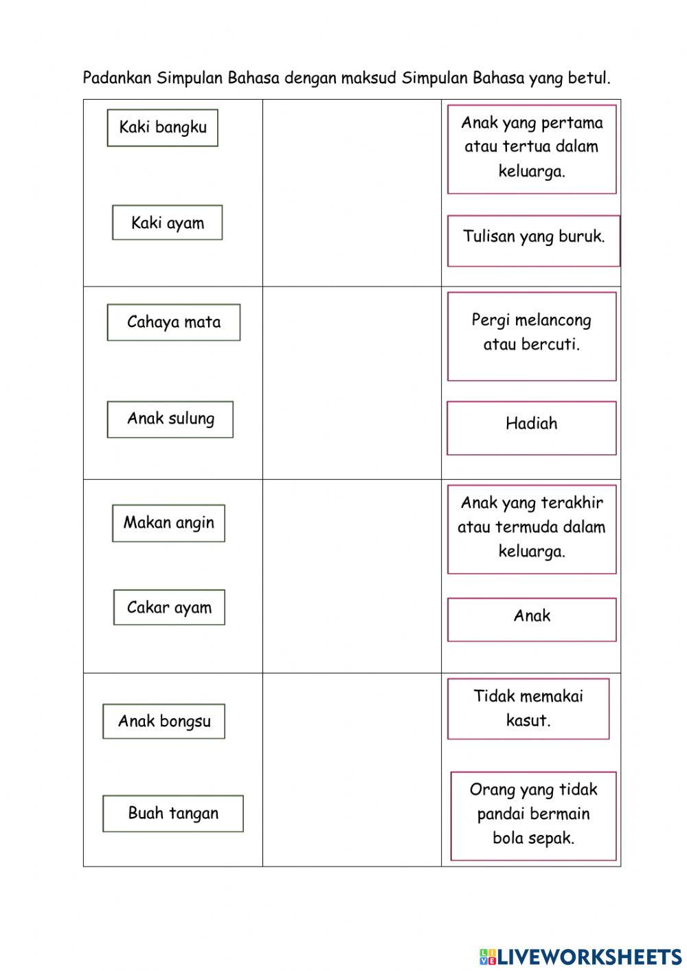 Simpulan Bahasa Tahun 1