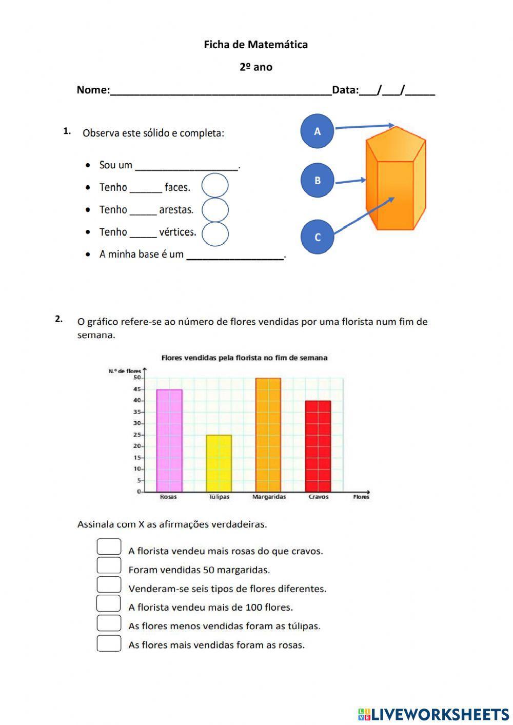 Ficha de Matemática - 2º ano