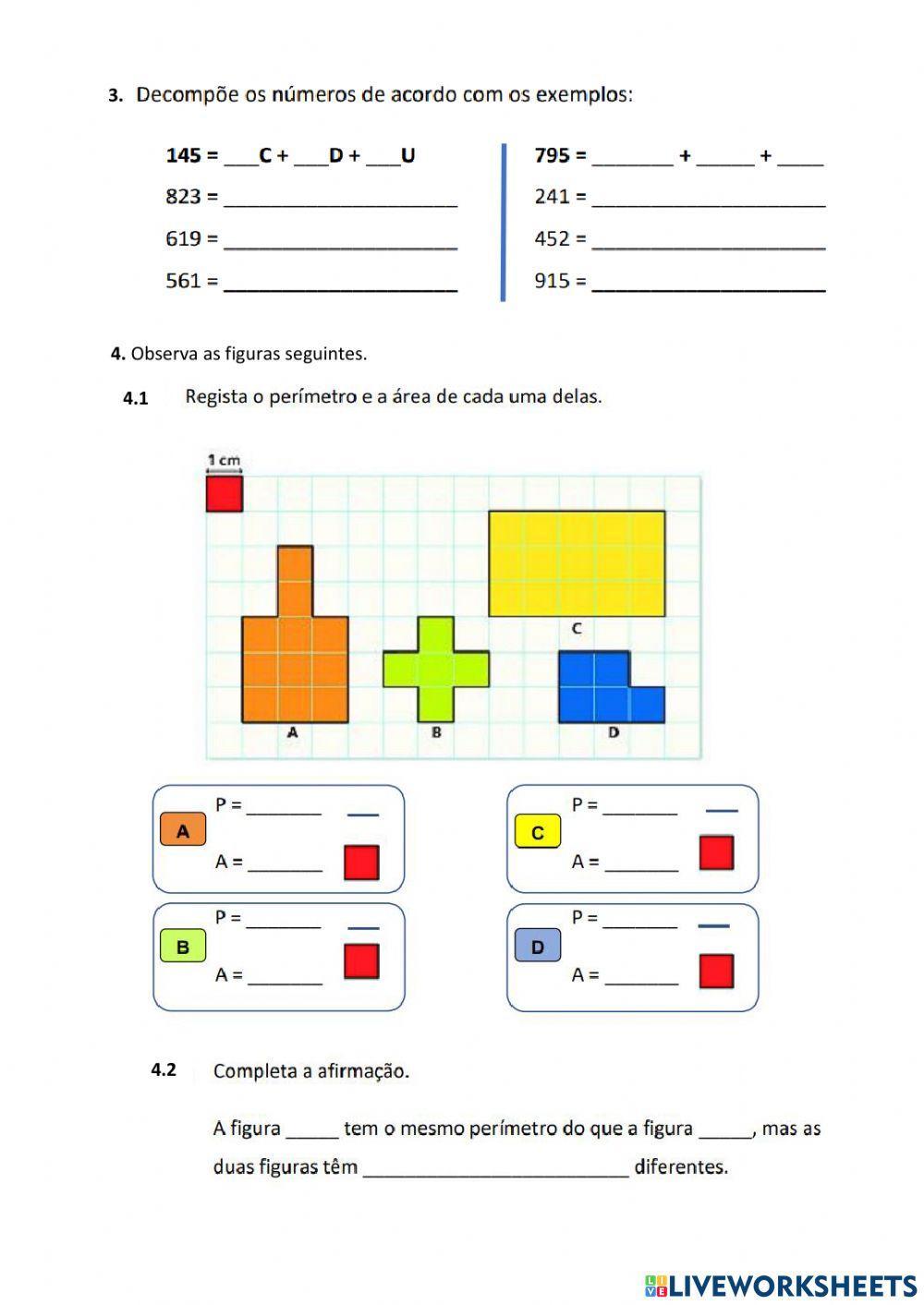 Ficha de Matemática - 2º ano
