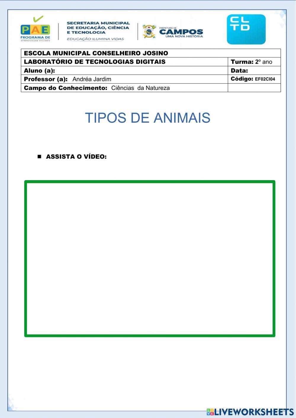 Tipos de animais