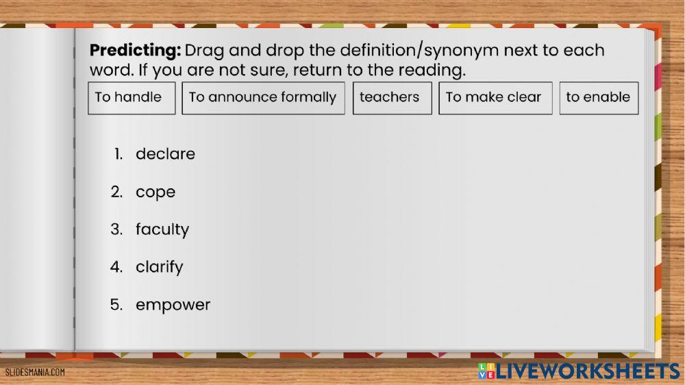 INTERACTIVE VOCABULARY - TOEFL iBT CLASS