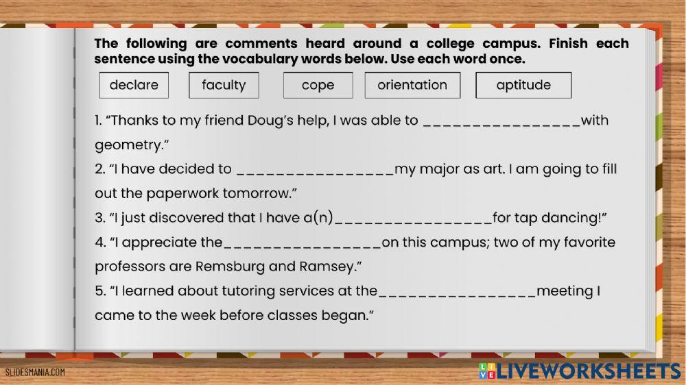 INTERACTIVE VOCABULARY - TOEFL iBT CLASS