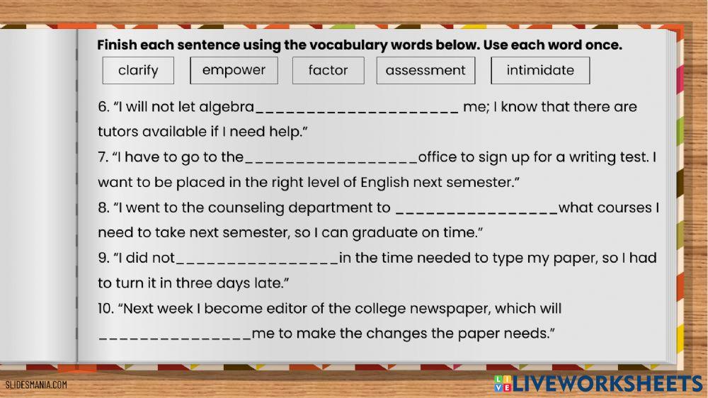 INTERACTIVE VOCABULARY - TOEFL iBT CLASS