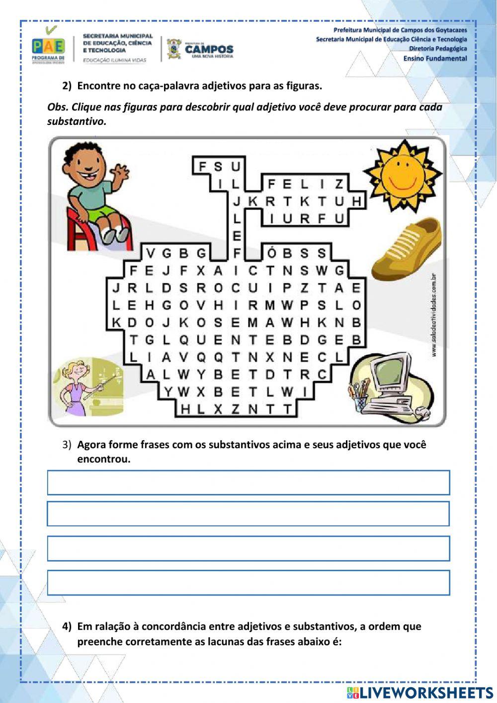 Concordância entre substantivo e adjetivo