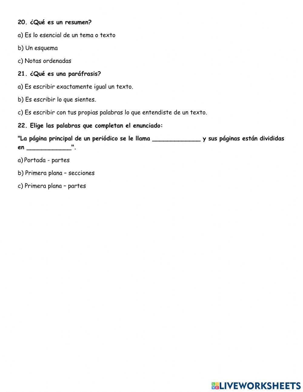 Evaluación final español
