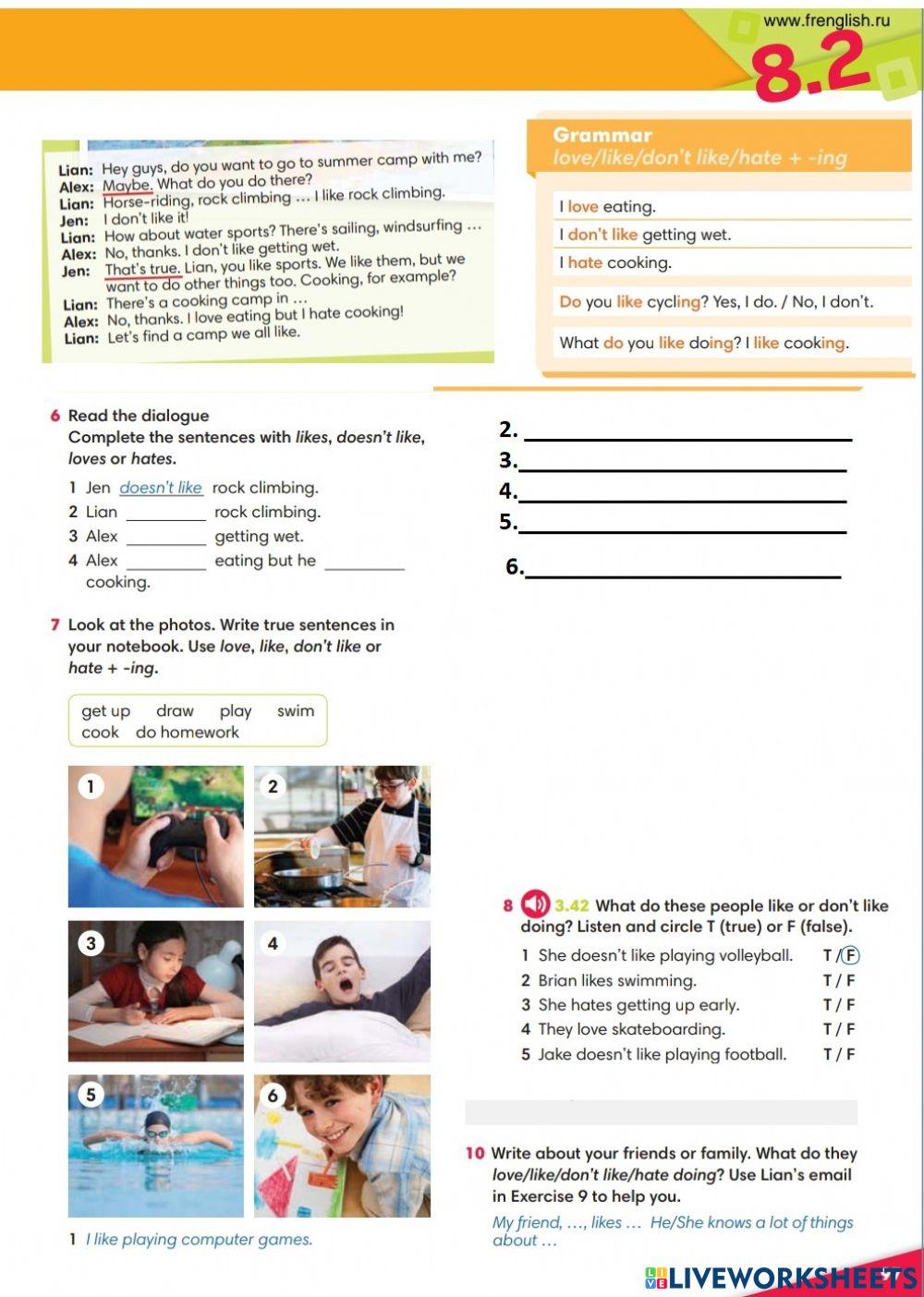 Likes -dislikes | Free Interactive Worksheets | 1097033