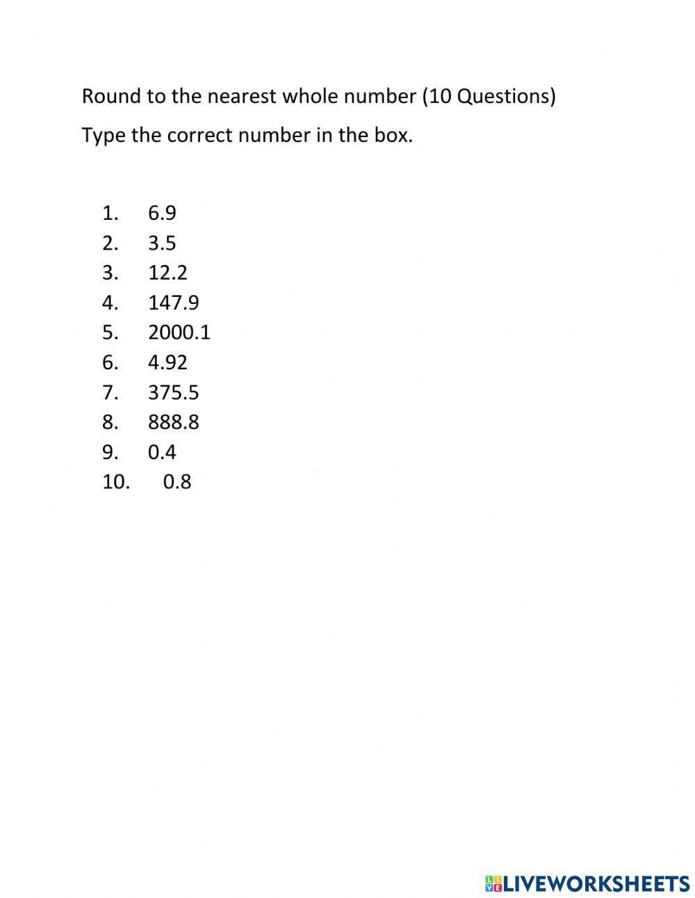 Round to nearest whole number