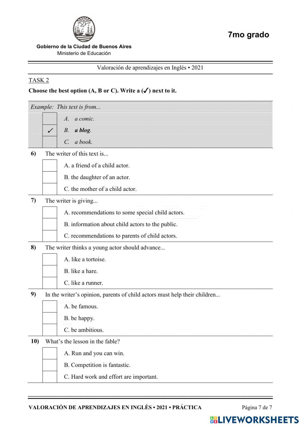 Valoraciones de Ingles 2021