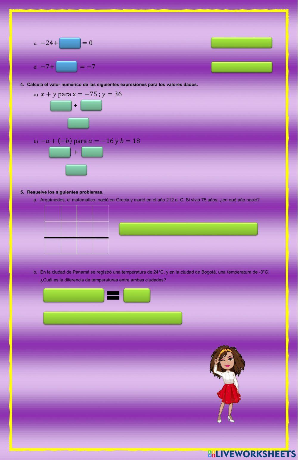 Adición y sustracción de números enteros