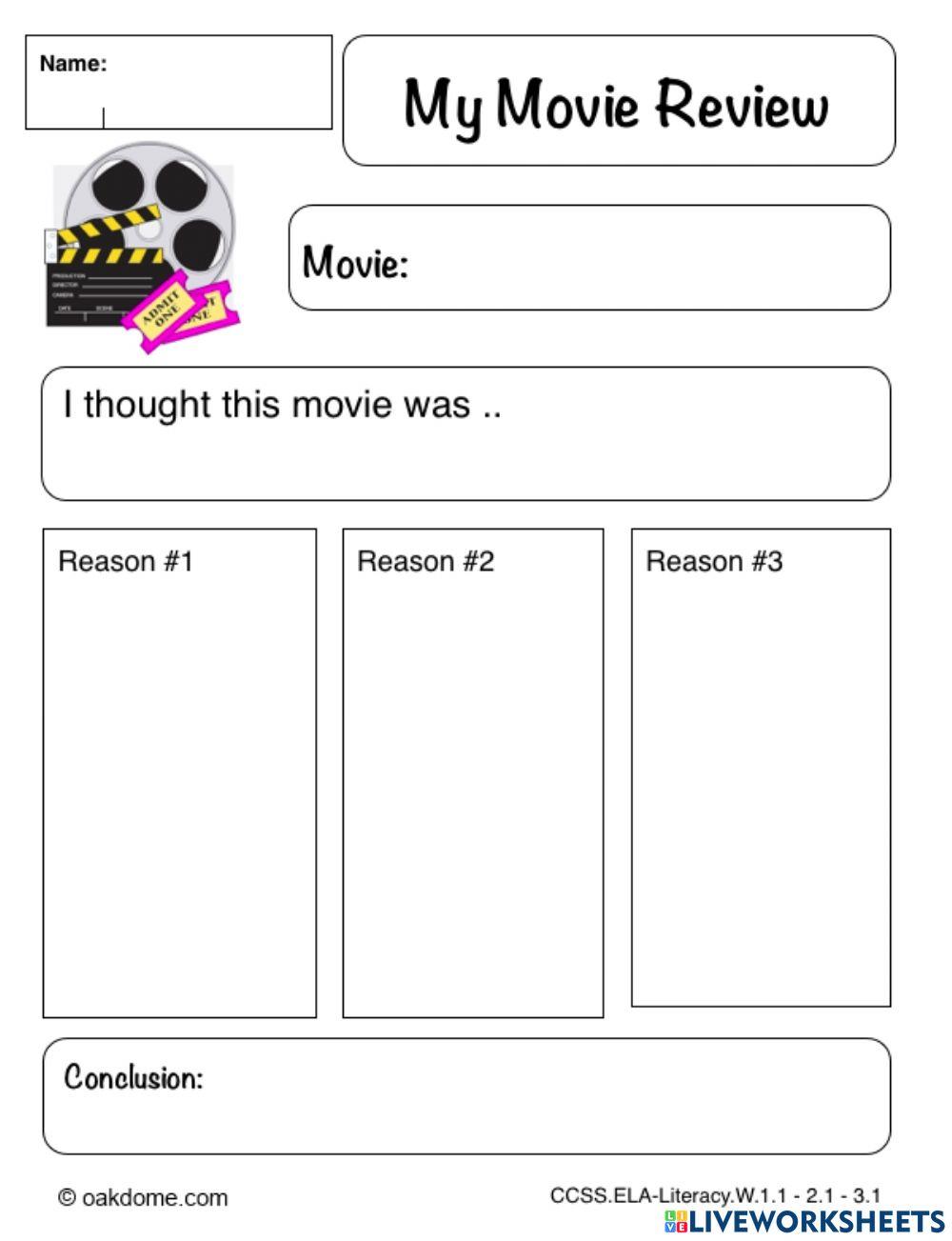 movie review worksheet for high school students pdf