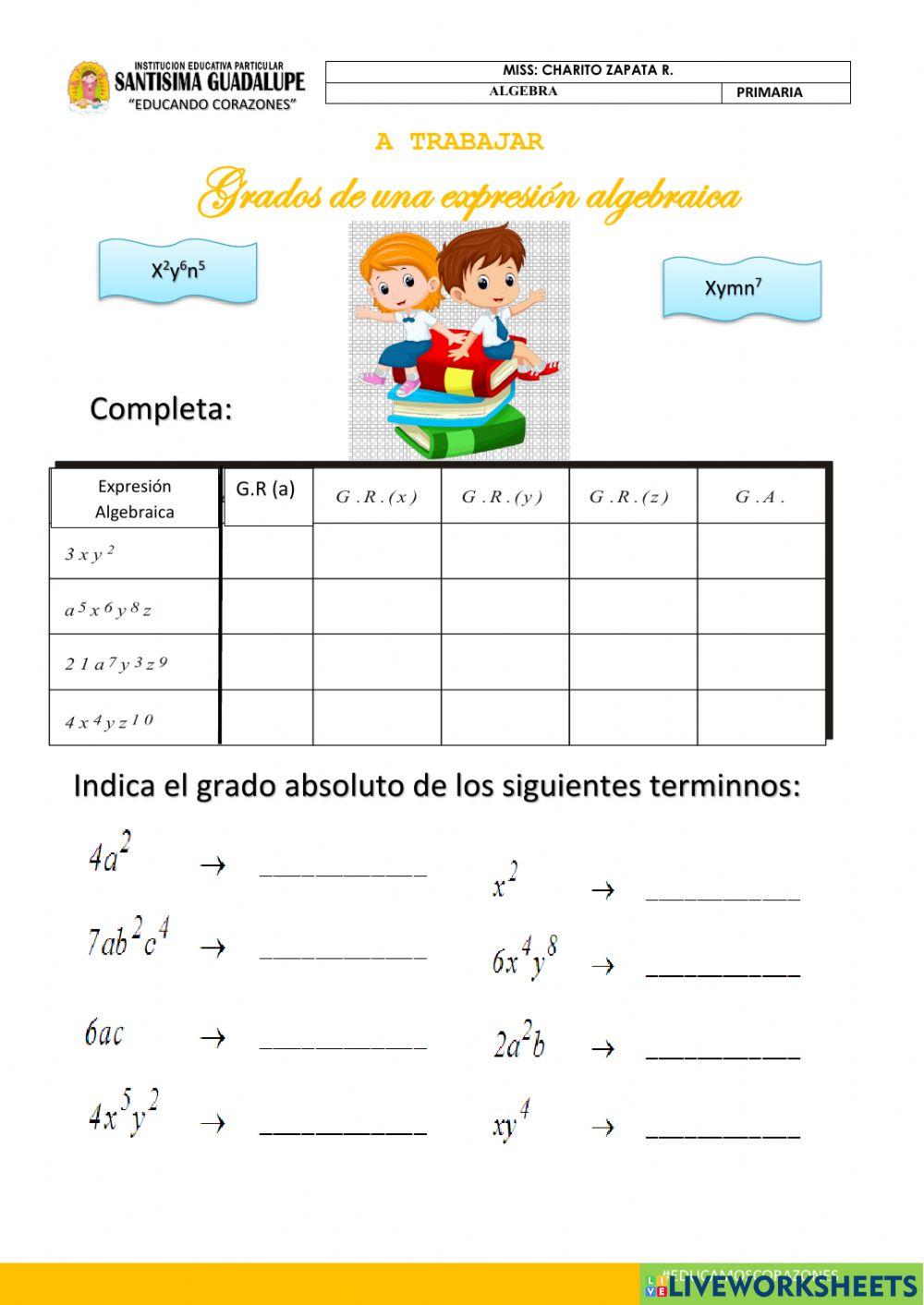 Expresiones algebraicas