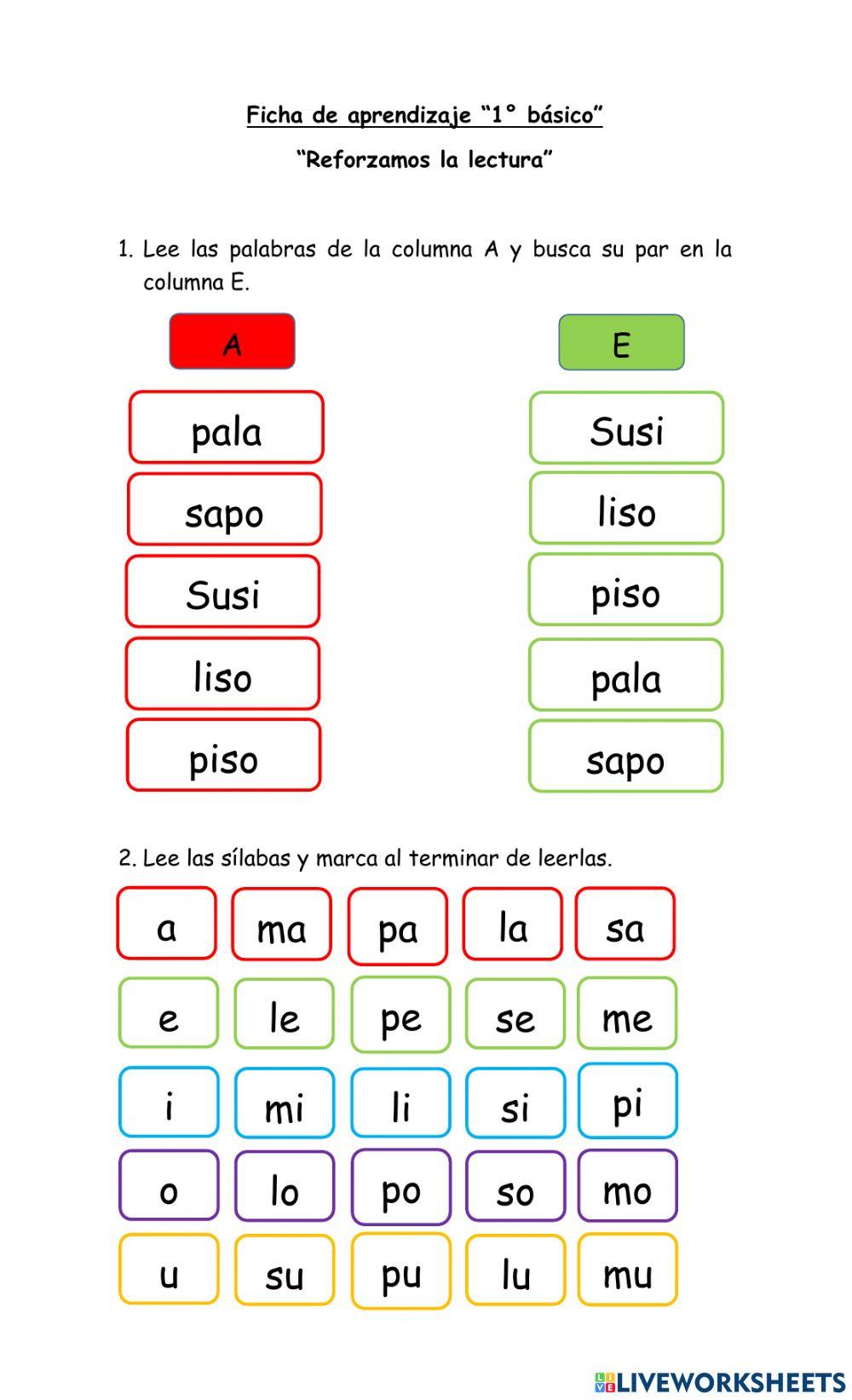 Ficha de aprendizaje 3 letra S