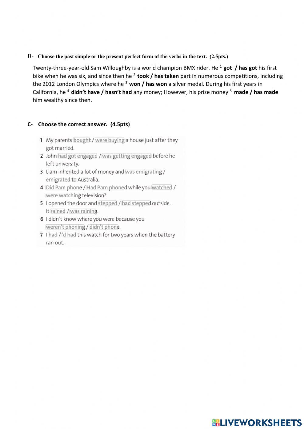 English E2 worksheet Live Worksheets