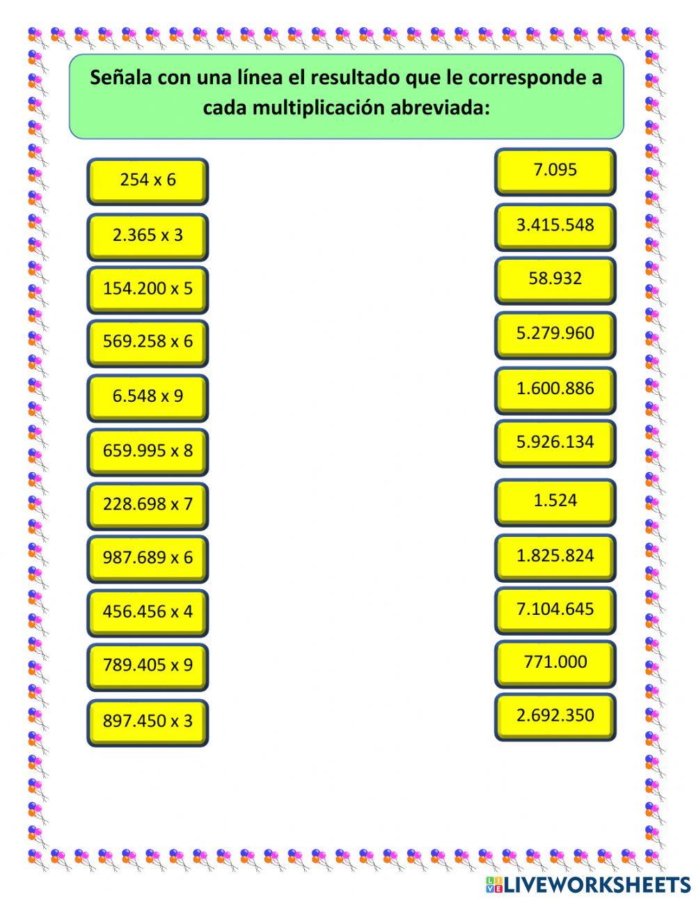 Multiplicación abreviada