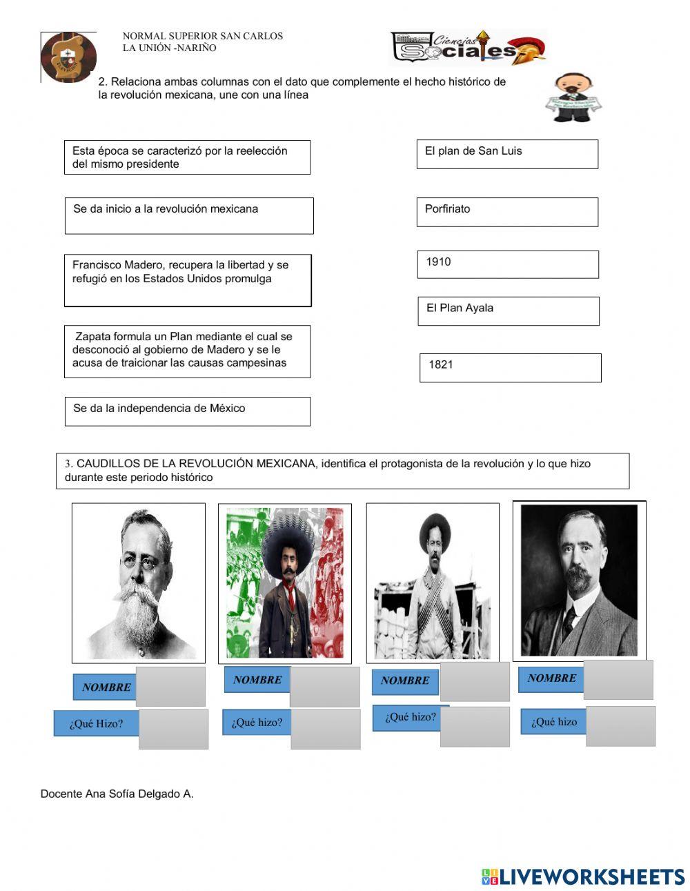 EVALUACION REVOLUCIÓN MEXICANA