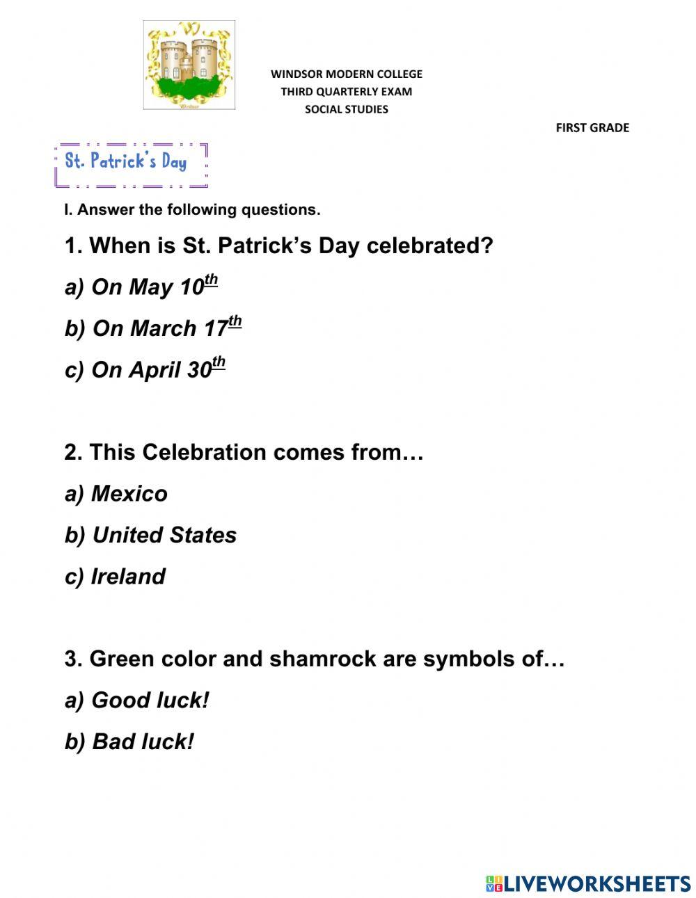 Social Studies Quarterly exam 3