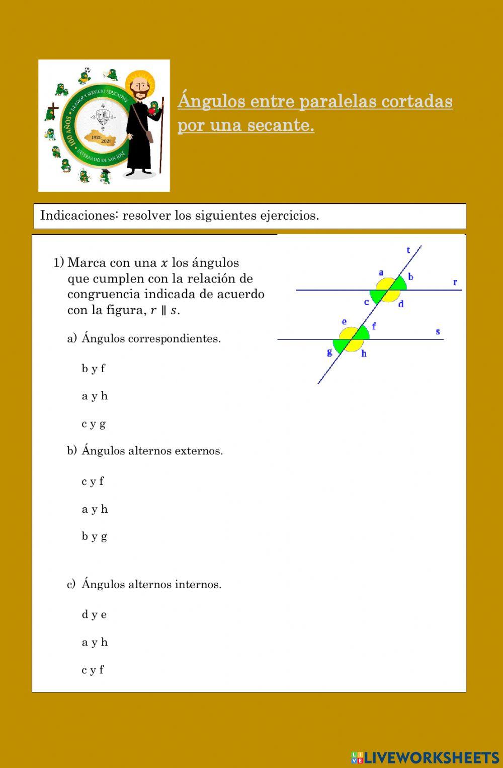 Ángulos entre paralelas