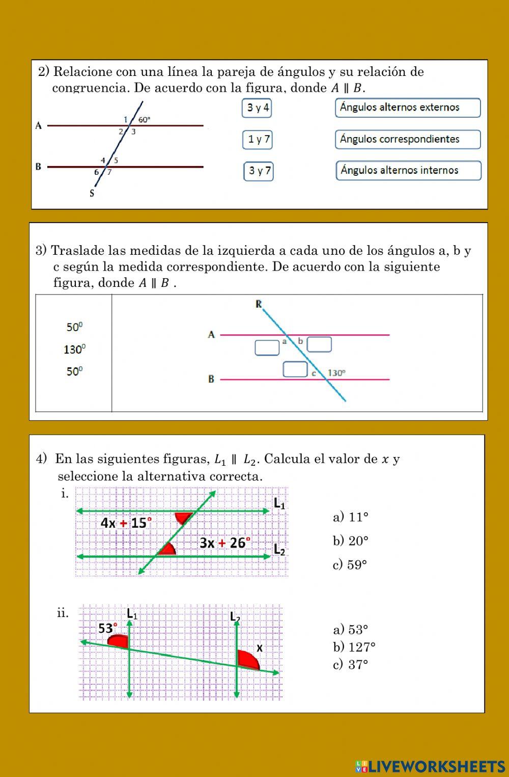 Ángulos entre paralelas