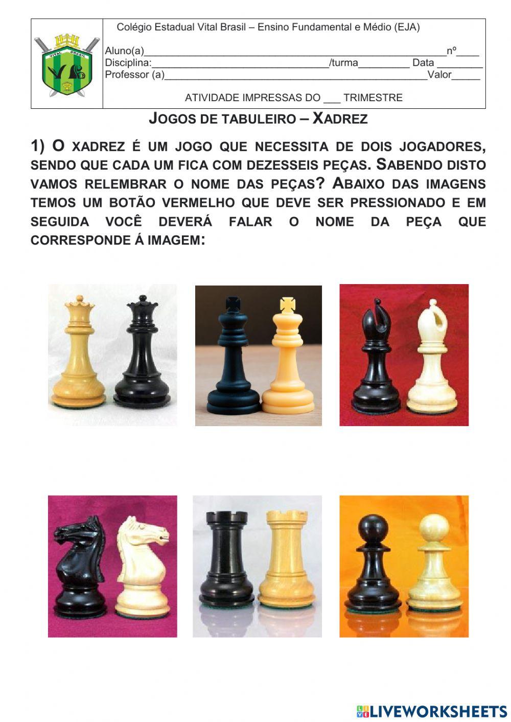 Peças do Xadrez online exercise for