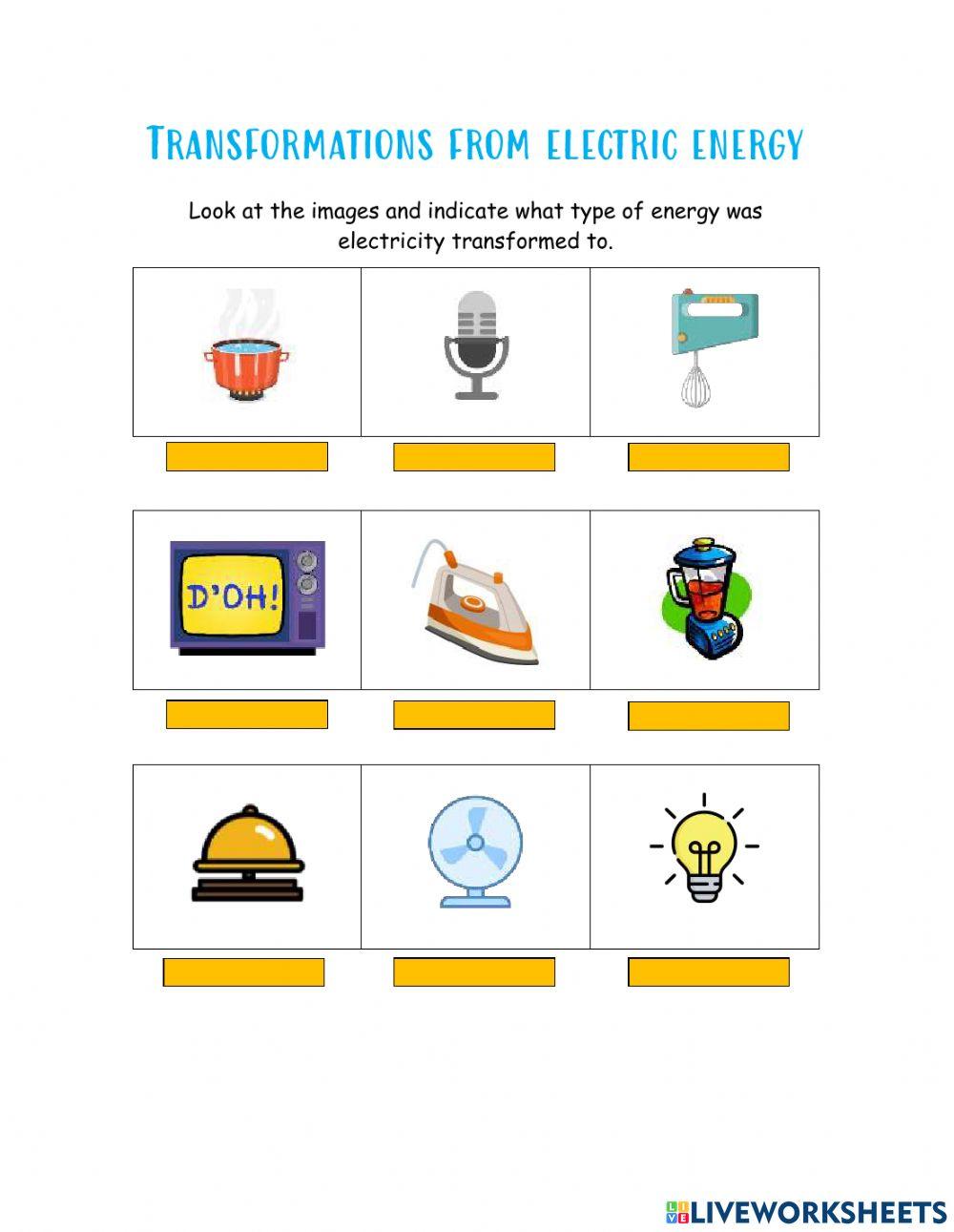 Types of energy from electricity