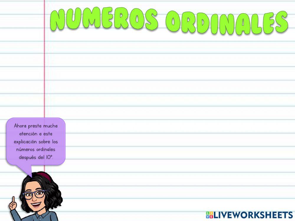 Números ordinales del 1° al 20°