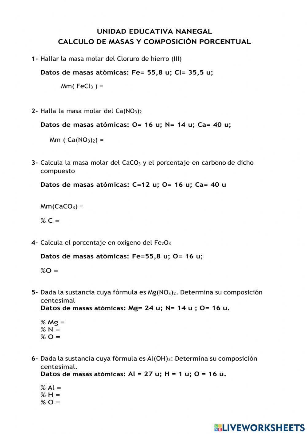 Composicion porcentual